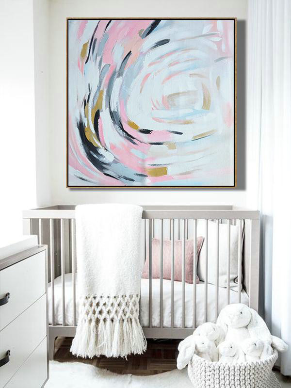 Abstract Painting Extra Large Canvas Art,Oversized Contemporary Art,Abstract Art Decor,Contemporary Painting,White,Pink,Gray.etc